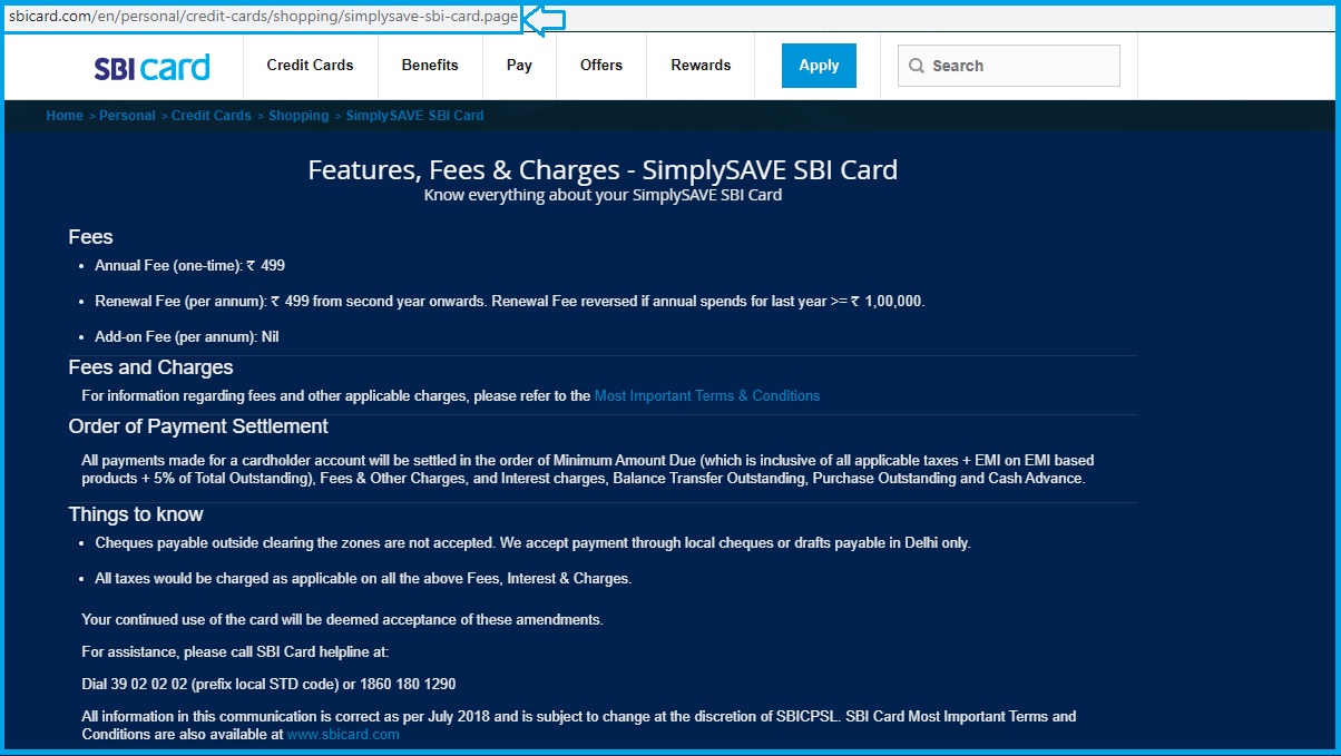 SBI SimplySAVE Credit Card Benefits Eligibility Fees Charges 2024